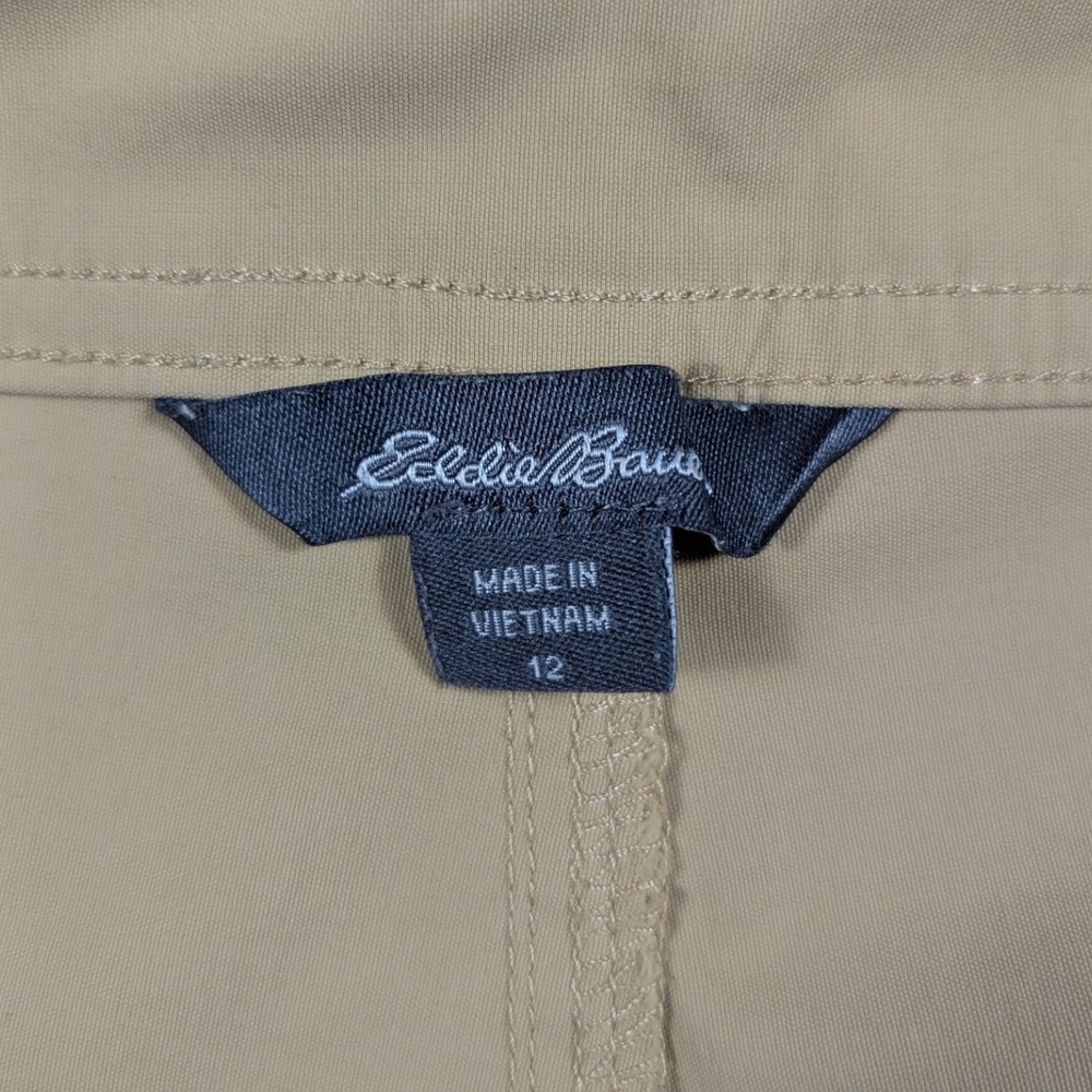 Lot of 2 Eddie Bauer Womens Cargo Pocket Shorts Gray Tan Size 12 Hiking Stretch - Picture 8 of 9